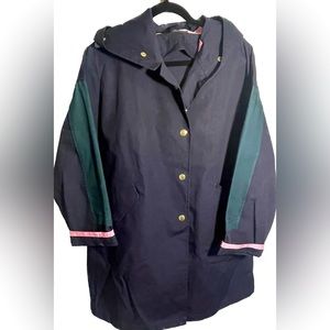Oversized Navy and Blue Colorblock Rain Jacket